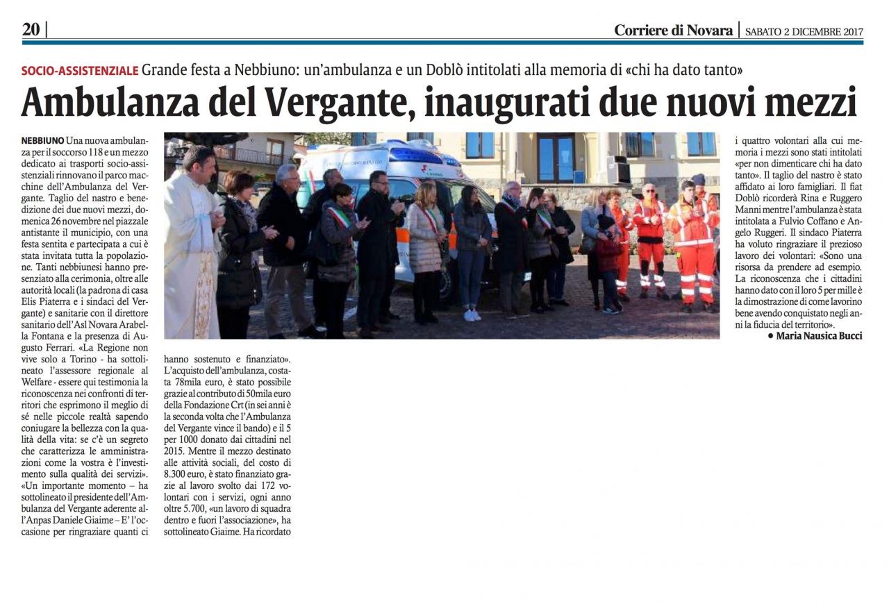 Corriere_di_Novara_20_02-12-2017-Ambulanza-del-Vergante-inaugura-due-mezzi-a-Nebbiuno-intitolati-a-4-volontari-scomparsi-grande-festa